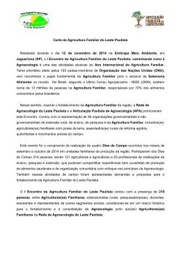 Carta da Agricultura Familiar do Leste Paulista