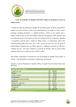 Custo de produção do algodão 2014/2015: análise da