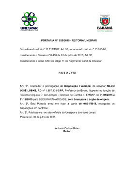 PORTARIA N.º 520/2015 - REITORIA/UNESPAR Considerando a