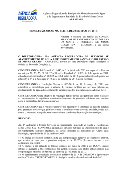Resolução ARSAE 67/2015 - Reajuste de Tarifa