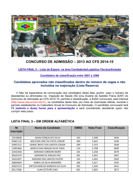 CONCURSO DE ADMISSÃO – 2013 AO CFS 2014-15