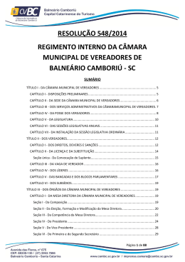 Regimento Interno - Câmara de Vereadores de Balneário Camboriú