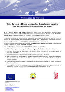 União Europeia e Câmara Municipal de Bissau lançam o