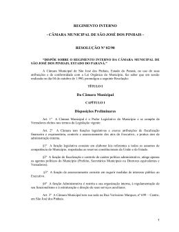 Regimento I.  - Câmara Municipal de São José dos Pinhais