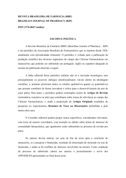 instruções para autores em pdf - Revista Brasileira de Farmácia