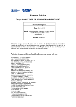 Processo Seletivo Cargo: ASSISTENTE DE ATIVIDADES