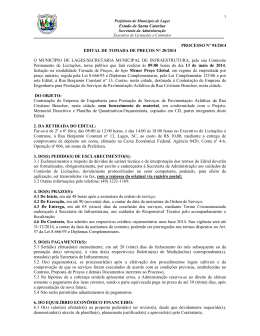 Estado de Santa Catarina PROCESSO Nº 94/2014 EDITAL DE