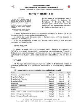 EDITAL N 003/2011-DAA - Diretoria de Assuntos Acadêmicos