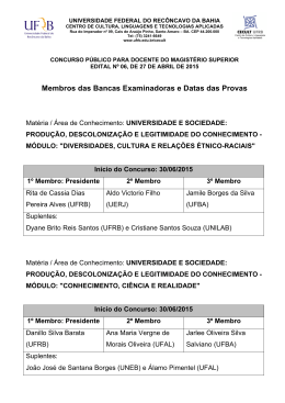 Bancas Examinadoras e Datas das Provas - Edital Nº 06/2015