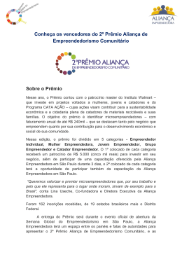 Release do 2º Prêmio Aliança de Empreendedorismo Comunitário