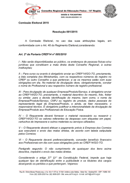 Comissão Eleitoral 2015 Resolução 001/2015 A - CREF-14/GO-TO