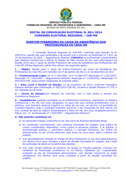 EDITAL DE CONVOCAÇÃO ELEITORAL N. 001/2014 - Crea-MS
