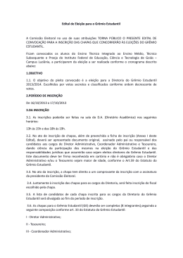 Edital de Eleição para o Grêmio Estudantil A Comissão Eleitoral no