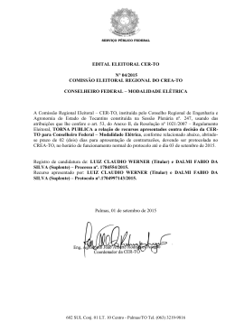 EDITAL ELEITORAL CER-TO N° 04/2015 COMISSÃO ELEITORAL