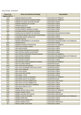 Data Emissão: 27/03/2015 Numero do Registro CRP