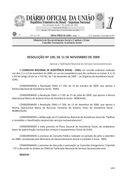 Resolução nº 109, de 11 de Novembro de 2009