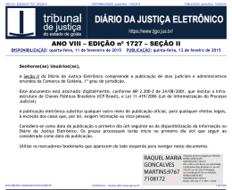 TJ-GO DIÁRIO DA JUSTIÇA ELETRÔNICO - EDIÇÃO 1727