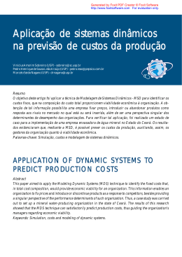 Aplicação de sistemas dinâmicos na previsão de custos da produção