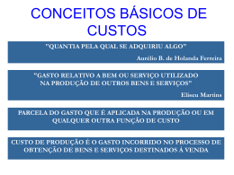 CONCEITOS BÁSICOS DE CUSTOS