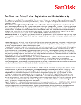 SanDisk`s User Guide, Product Registration, and Limited Warranty