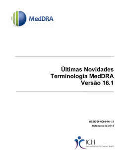 Últimas Novidades Terminologia MedDRA Versão 16.1