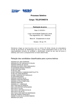 Processo Seletivo Cargo: TELEFONISTA Relação dos candidatos