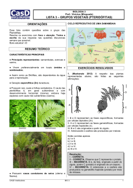 Lista 3 - Grupos Vegetais (Pteridófitas)