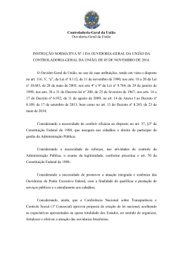 Instrução Normativa OGU nº01/2014 - Controladoria