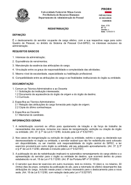 Redistribuição - Universidade Federal de Minas Gerais