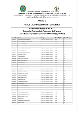 LONDRINA Concurso Público N°01/2013 Conselho Regional de