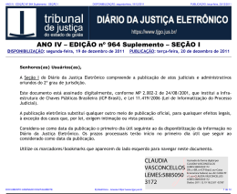 EDIÇÃO 964 Suplemento - SEÇÃO I - Tribunal de Justiça do Estado