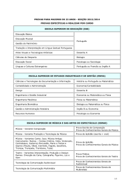 M23 Edição 2013-2014 - Lista das provas específicas