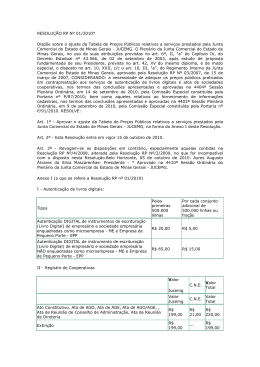 Resolução RP Nº 01/2010 - Junta Comercial do Estado de Minas