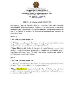 ERRATA do Edital nº 06/2015 CEAD/UFPI O Diretor do Centro de