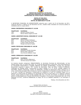 Edital Nº 076/2011 - Nomeados - Prefeitura Municipal de Pelotas