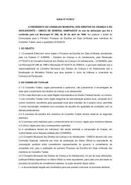 Edital Nº 01/2015 A PRESIDENTA DO CONSELHO