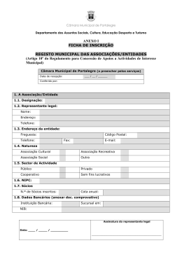 FICHA DE INSCRIÇÃO Registo Municipal das Associações