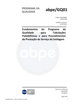 1 – abpe/GQ01 - Associação Brasileira de Tubos Poliolefínicos e