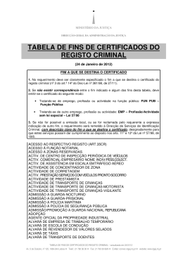 tabela de fins de certificados do registo criminal