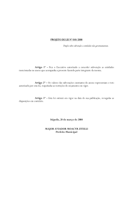 PROJETO DE LEI Nº 001/2008 - Câmara Municipal de Itápolis
