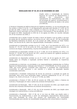 RESOLUÇÃO-RDC Nº 59, DE 24 DE NOVEMBRO DE 2009 Dispõe