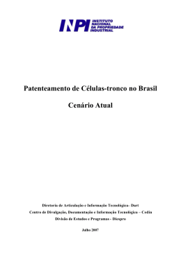 Patenteamento de Células-tronco no Brasil Cenário Atual
