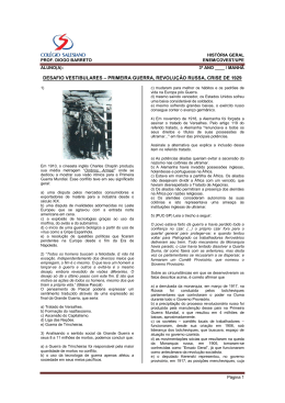 desafio vestibulares – primeira guerra, revolução russa, crise de 1929