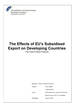 The Effects of EU`s Subsidised Exports on Developing Countries