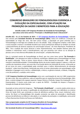 congresso brasileiro de fonoaudiologia evidencia a