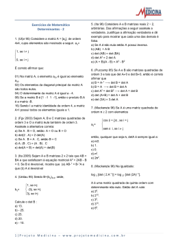 Exercícios de Matemática Determinantes - 2