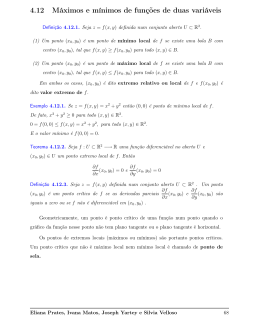 4.12 Máximos e mínimos de funções de duas variáveis