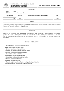 FCC024 Contabilidade de Custos - Universidade Federal da Bahia
