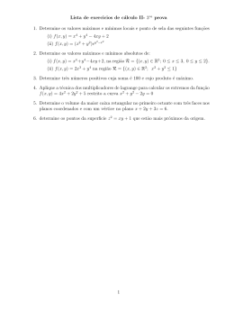Lista de exercicios de cálculo II- 3ra prova 1. Determine os valores
