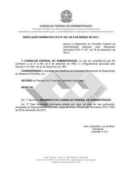 RESOLUÇÃO NORMATIVA CFA Nº 432, DE 8 DE MARÇO DE 2013